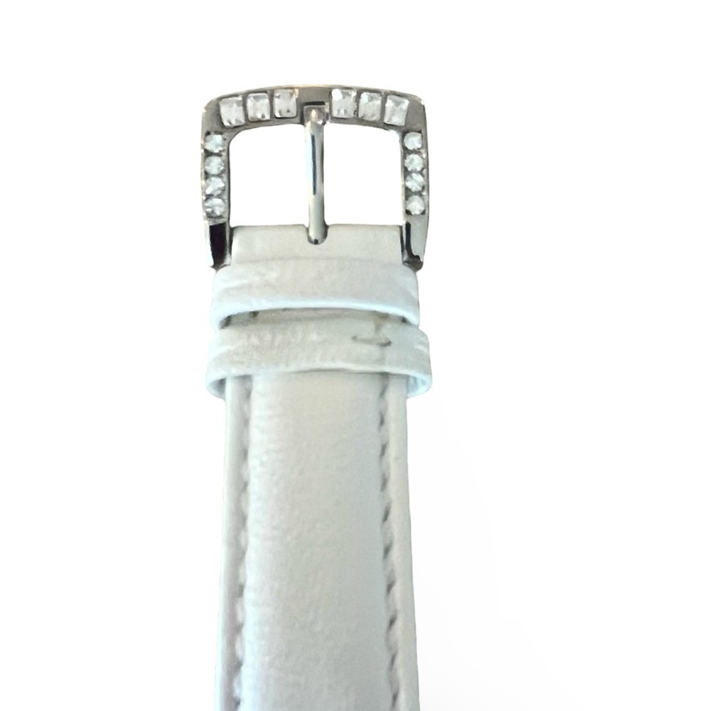 Victorian Wieck White Leather Band Rhinestone Watch - Picture 3 of 6